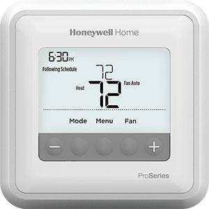 Honeywell T4 Pro Thermostat, highlighted by SS&B Heating & Cooling in Springfield, MO, distinguished by its intuitive controls and sleek design.