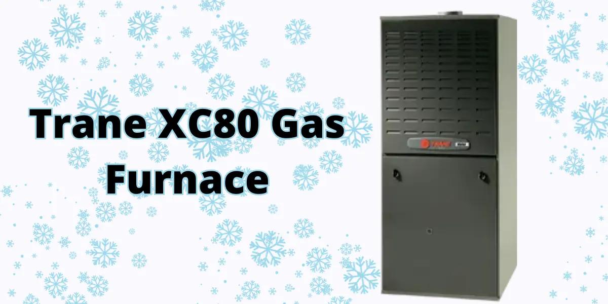 Trane XC80 Gas Furnace surrounded by snowflakes, symbolizing its efficiency and readiness for cold winter conditions.