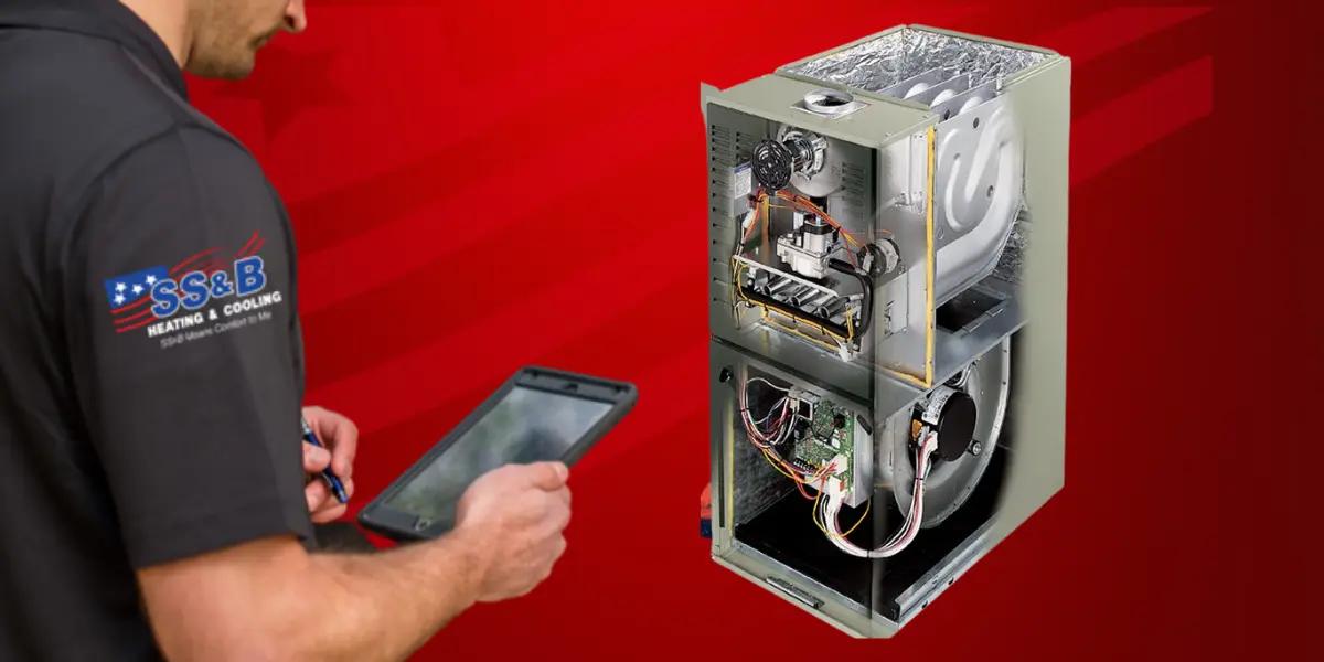 Well-maintained furnace serviced regularly by SS&B Heating & Cooling.