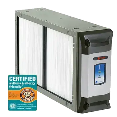 Trane CleanEffects Air Cleaner, showcased by SS&B Heating & Cooling, highlighting advanced air purification technology.