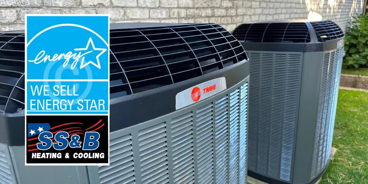 Energy-efficient HVAC equipment with ENERGY STAR logo, showcasing our range of ENERGY STAR-certified products for eco-friendly and cost-effective home heating and cooling solutions.