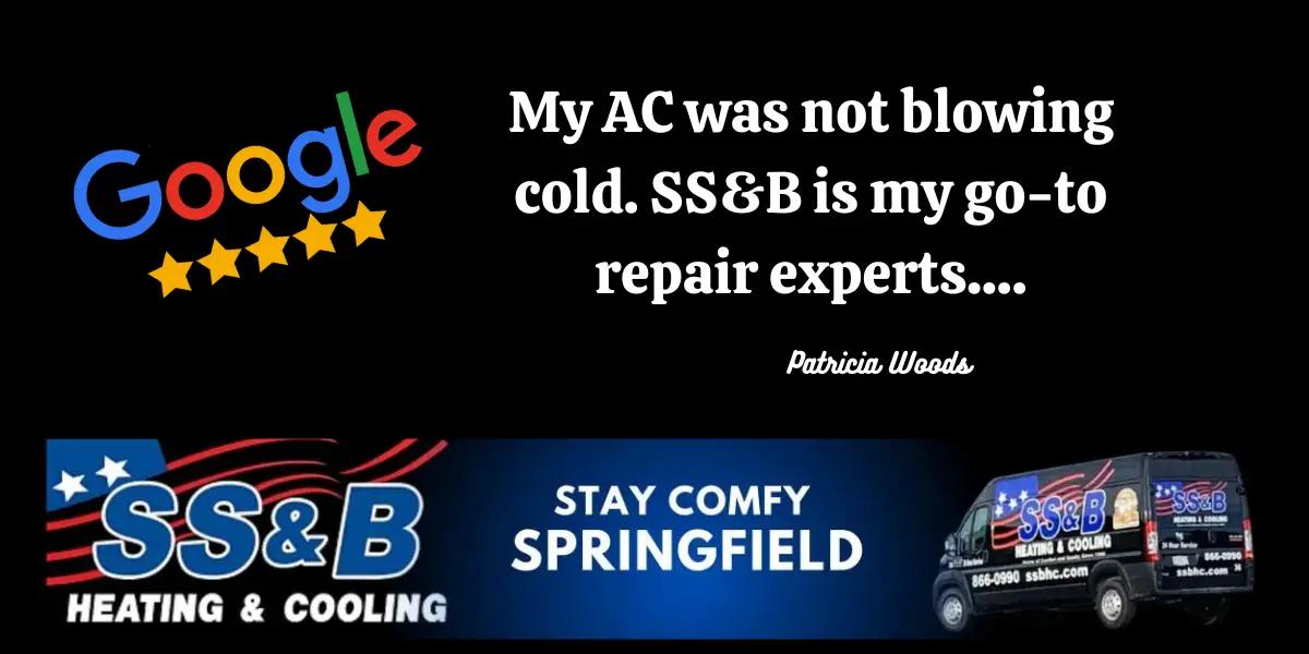 Patricia Woods Five Star Review for SS&B Heating & Cooling: Springfield, MO