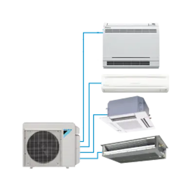 Daikin Multi Zone Ductless unit, emphasizing its design for versatile room-by-room climate control.