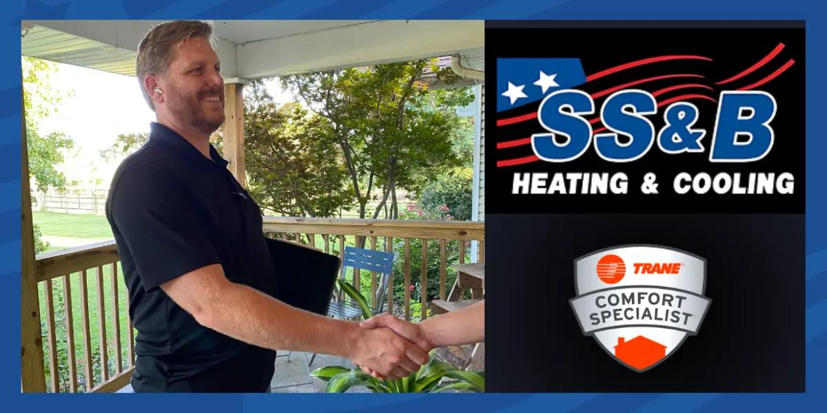 Greeting at door SS&B Heating & Cooling Trane Comfort Specialist in Springfield ,MO