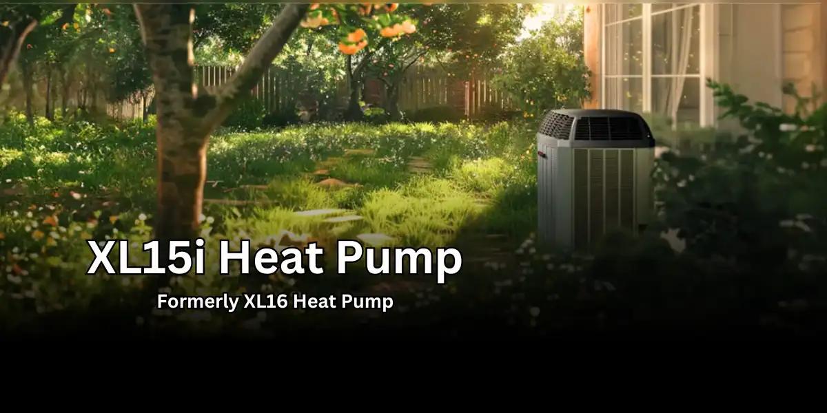 Trane XL15i Heat Pump installed in a lush green backyard, providing energy-efficient heating and cooling for a home. Formerly known as the XL16 Heat Pump.