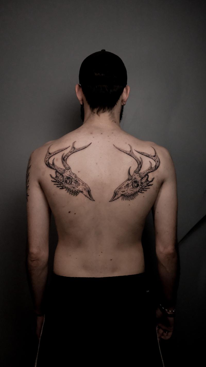 Dark Stag Skull Duo