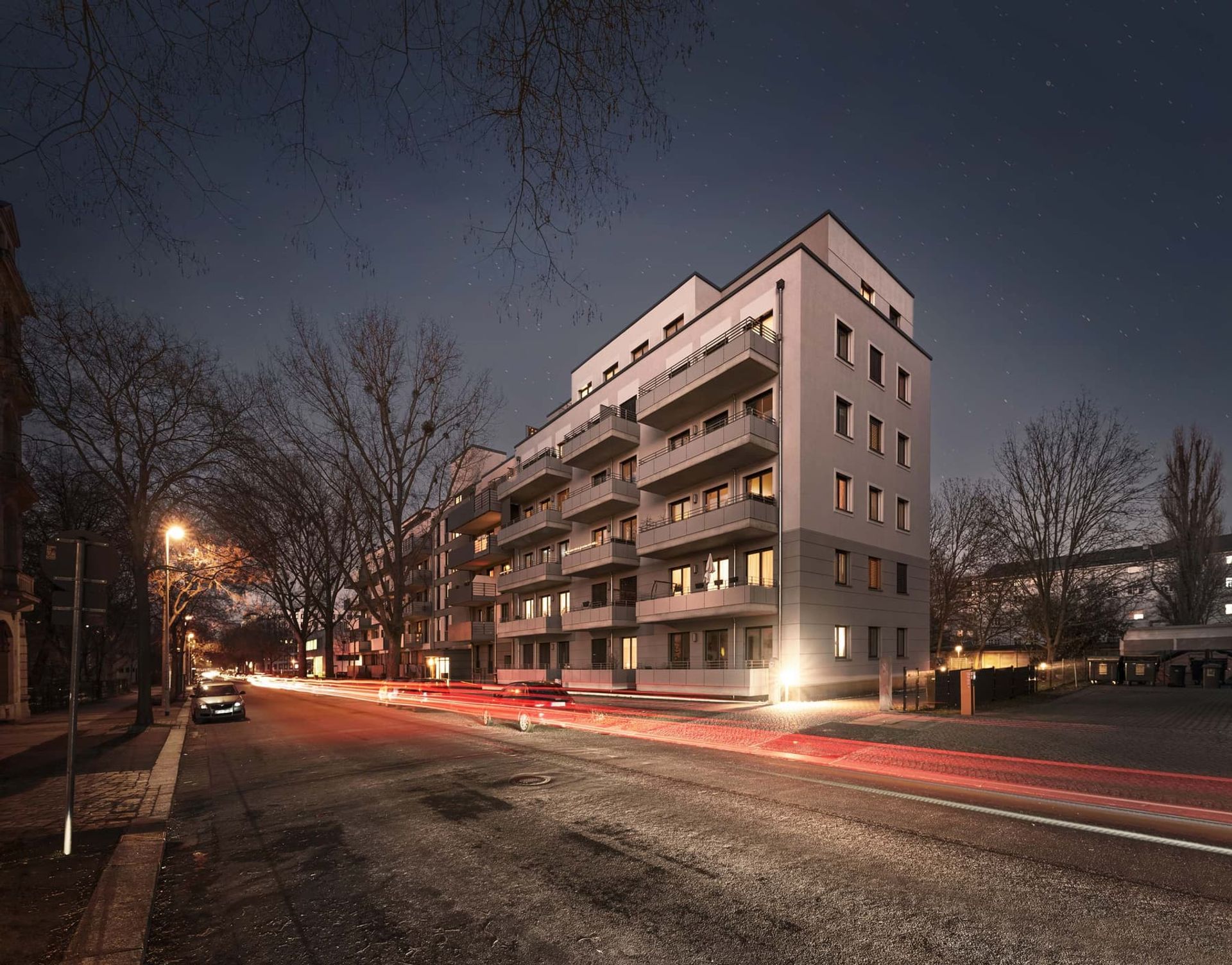 Wohnhaus Dresden bei Nacht