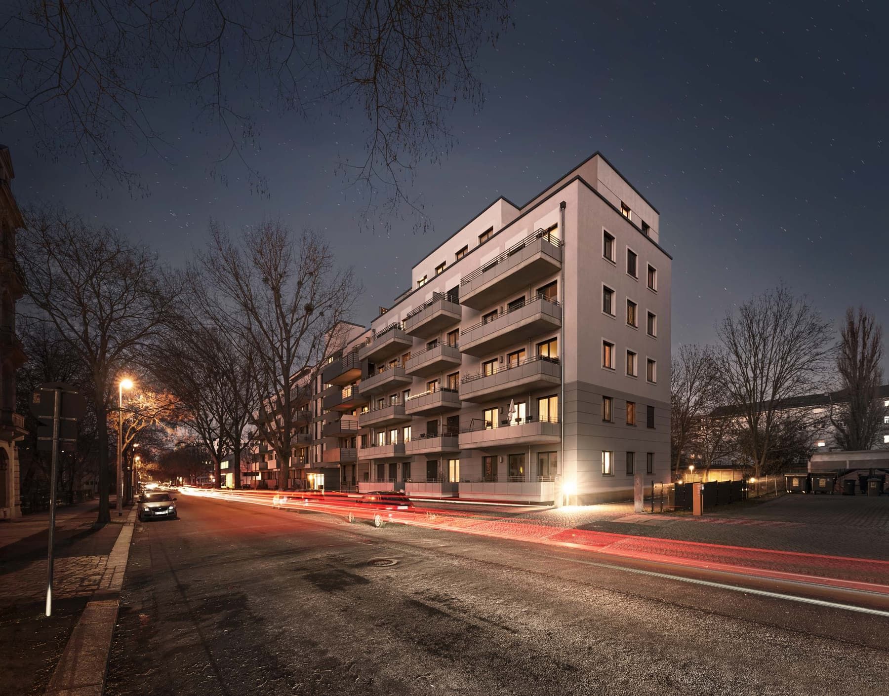 Wohnhaus Dresden bei Nacht