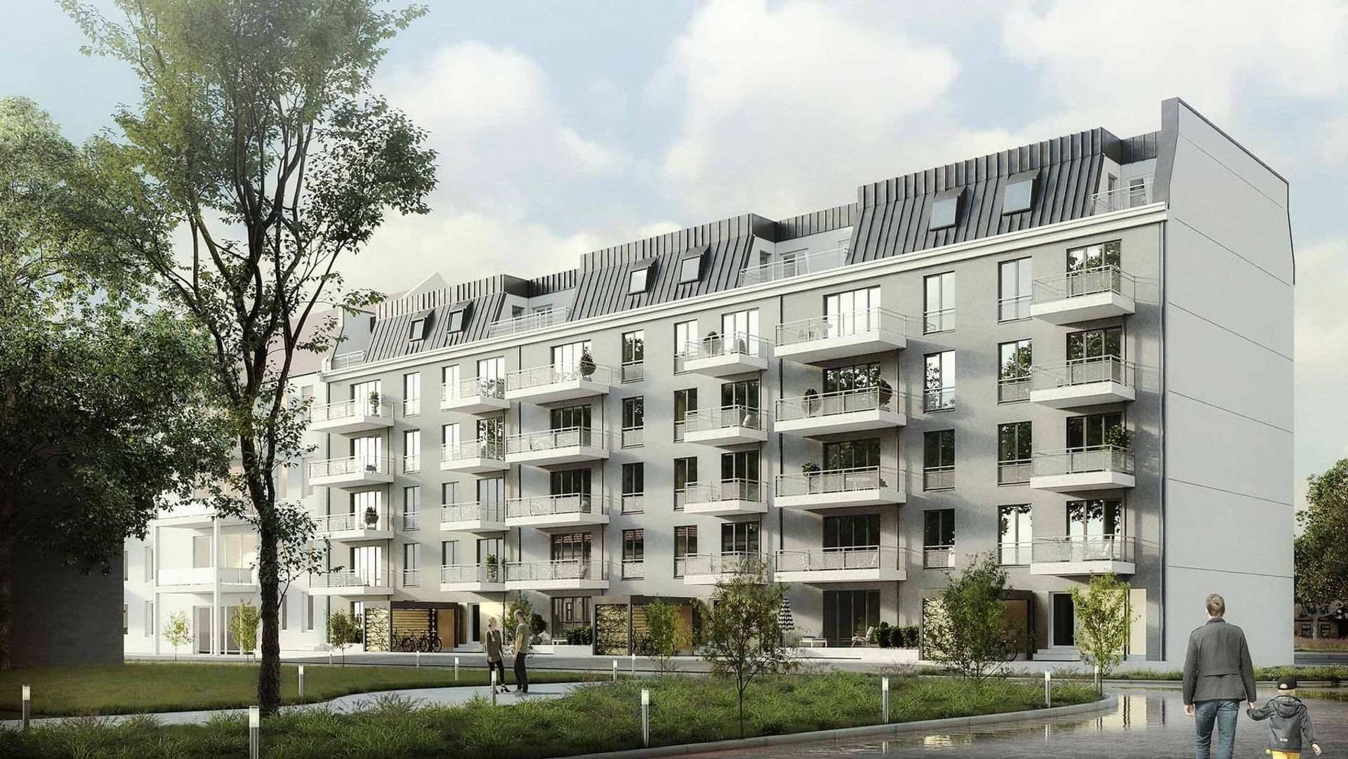 KLM Mehrfamilienhaus in der Aurelienstraße Nordansicht am Tag