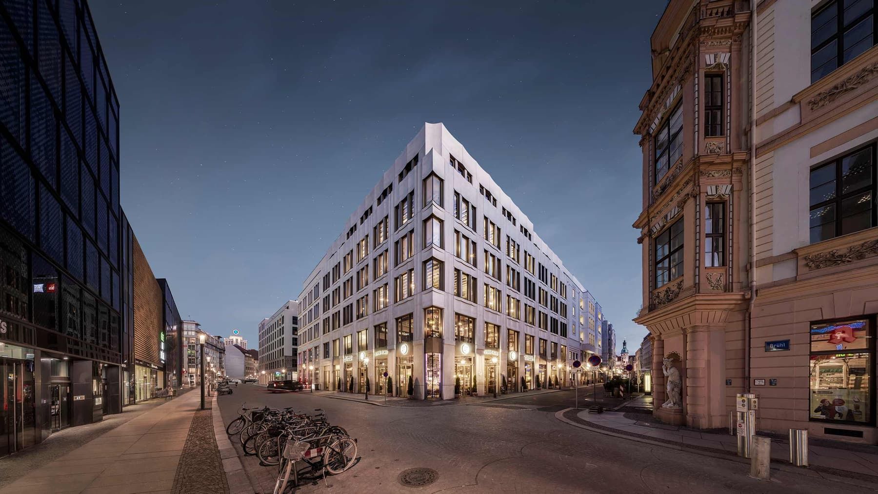 Bernsteincarré Museumsquartier bei Nacht
