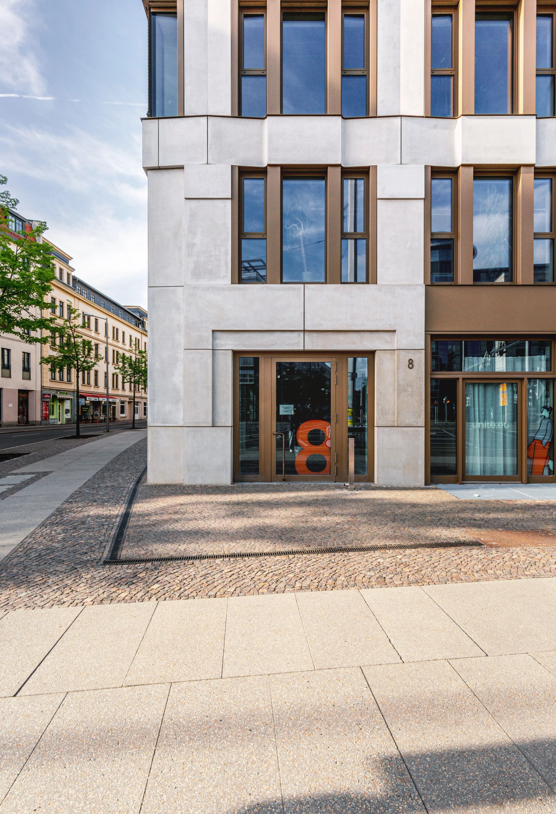 Europazentrale für Unite, Leipzig – Ansicht Eingang Grimmaischer Steinweg