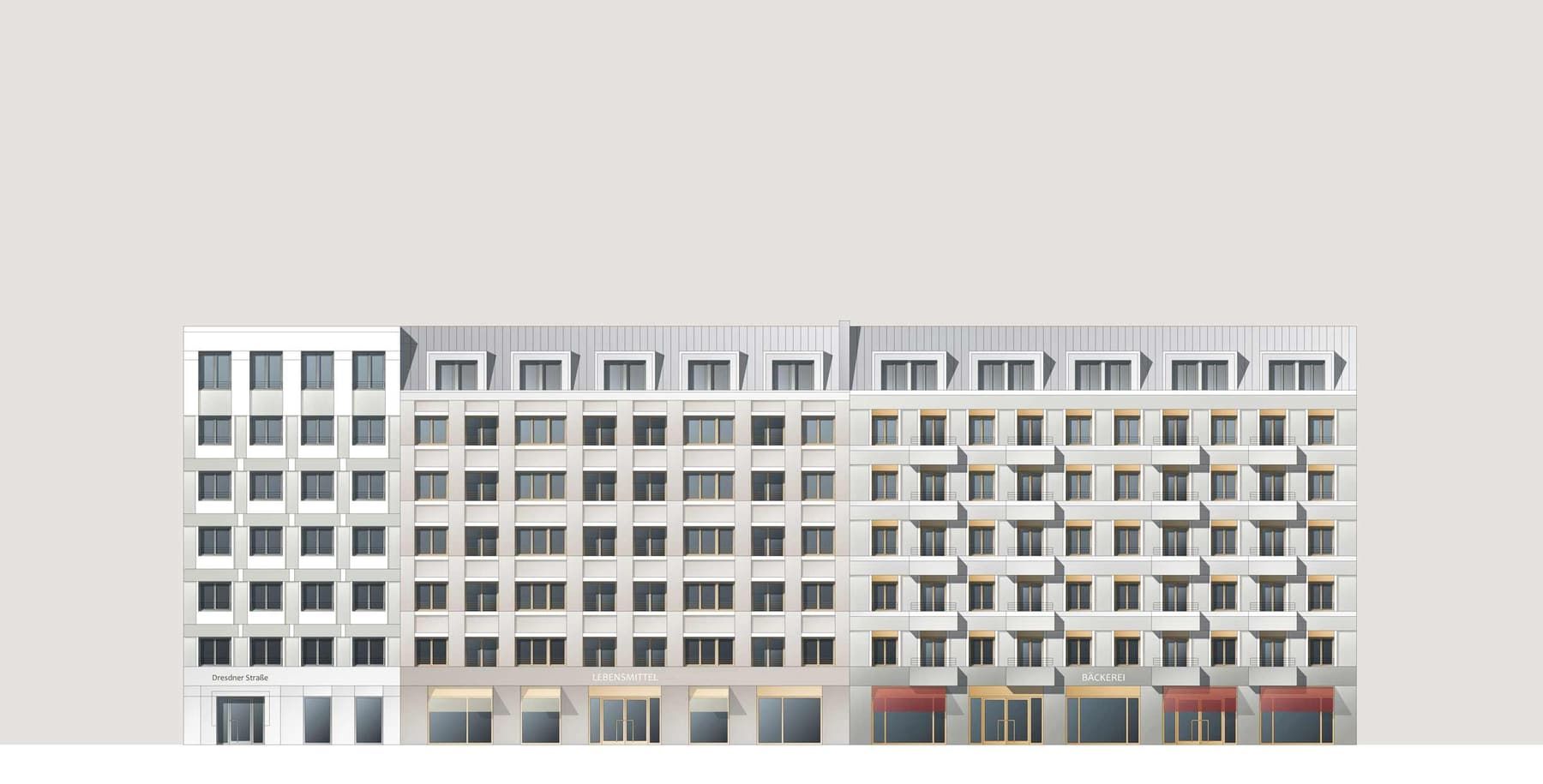 KLM Architekten Wohnungsbau Leipzig Dresdner Strasse Ansicht 01