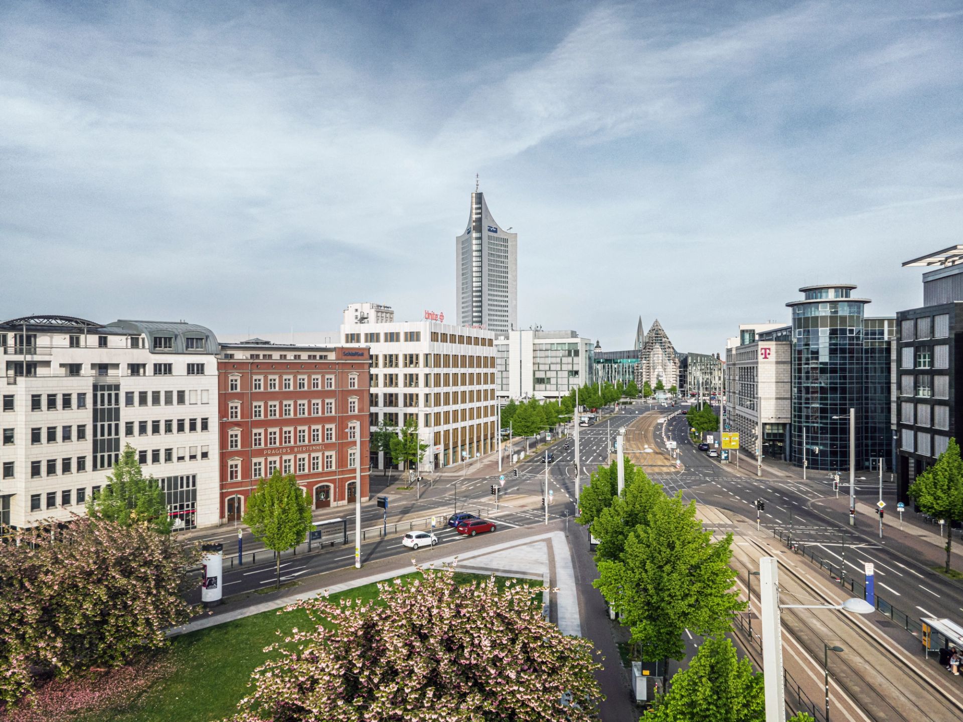Europazentrale für Unite, Leipzig – Luftperspektive von der Dresdner Straße