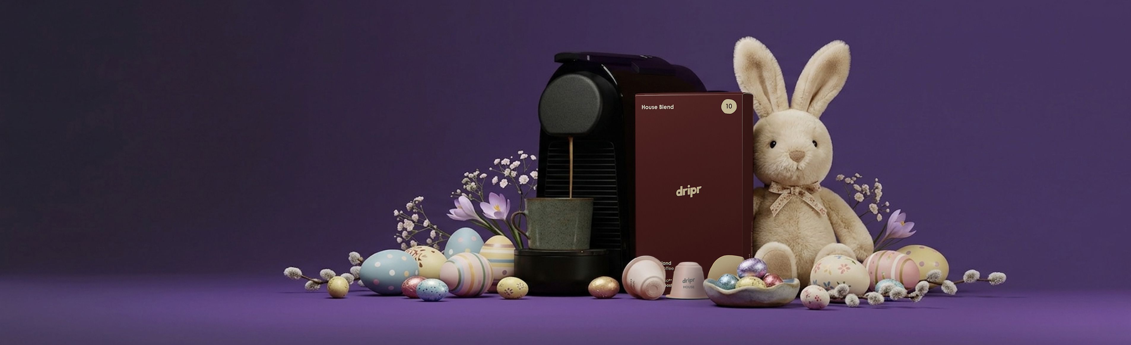 Dripr Pods next to Nespresso Coffee machine