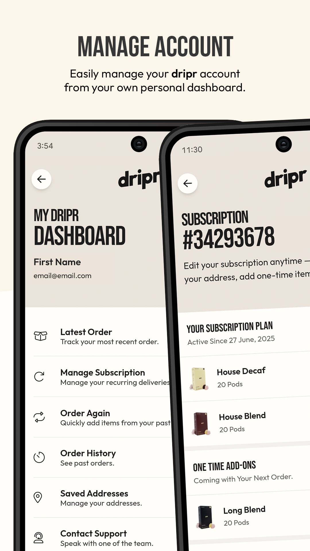 PWA - Manage your account