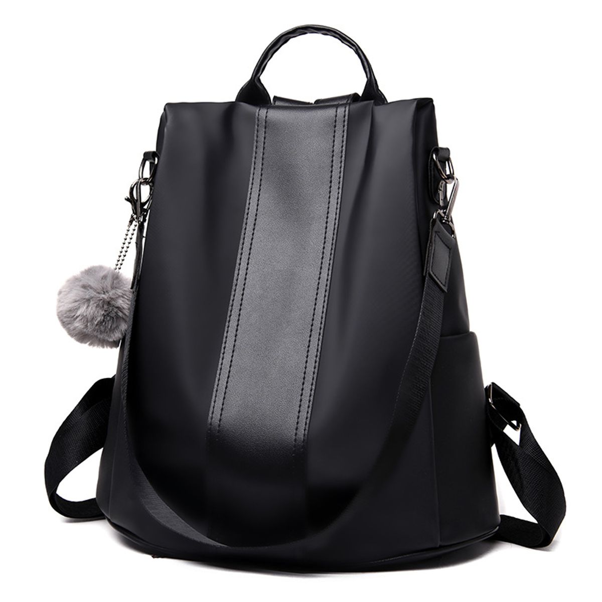Minimalist Women's Anti-theft Backpack with Pom-Pom Detail Private Label