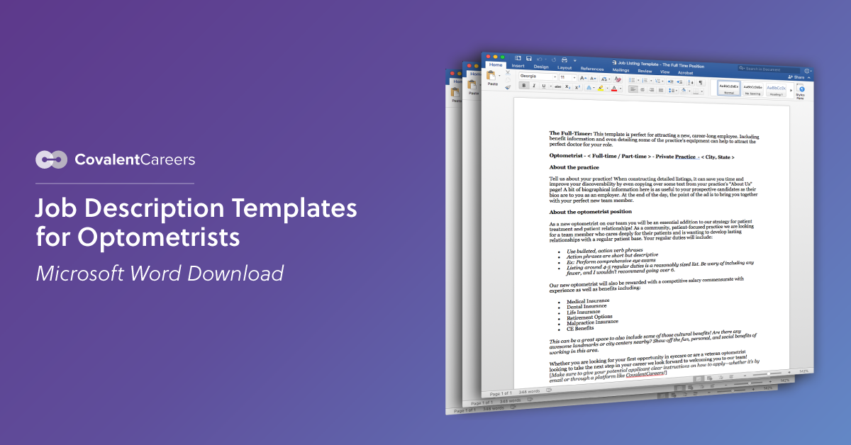 Job Description Template For Hiring An A+ Optometrist