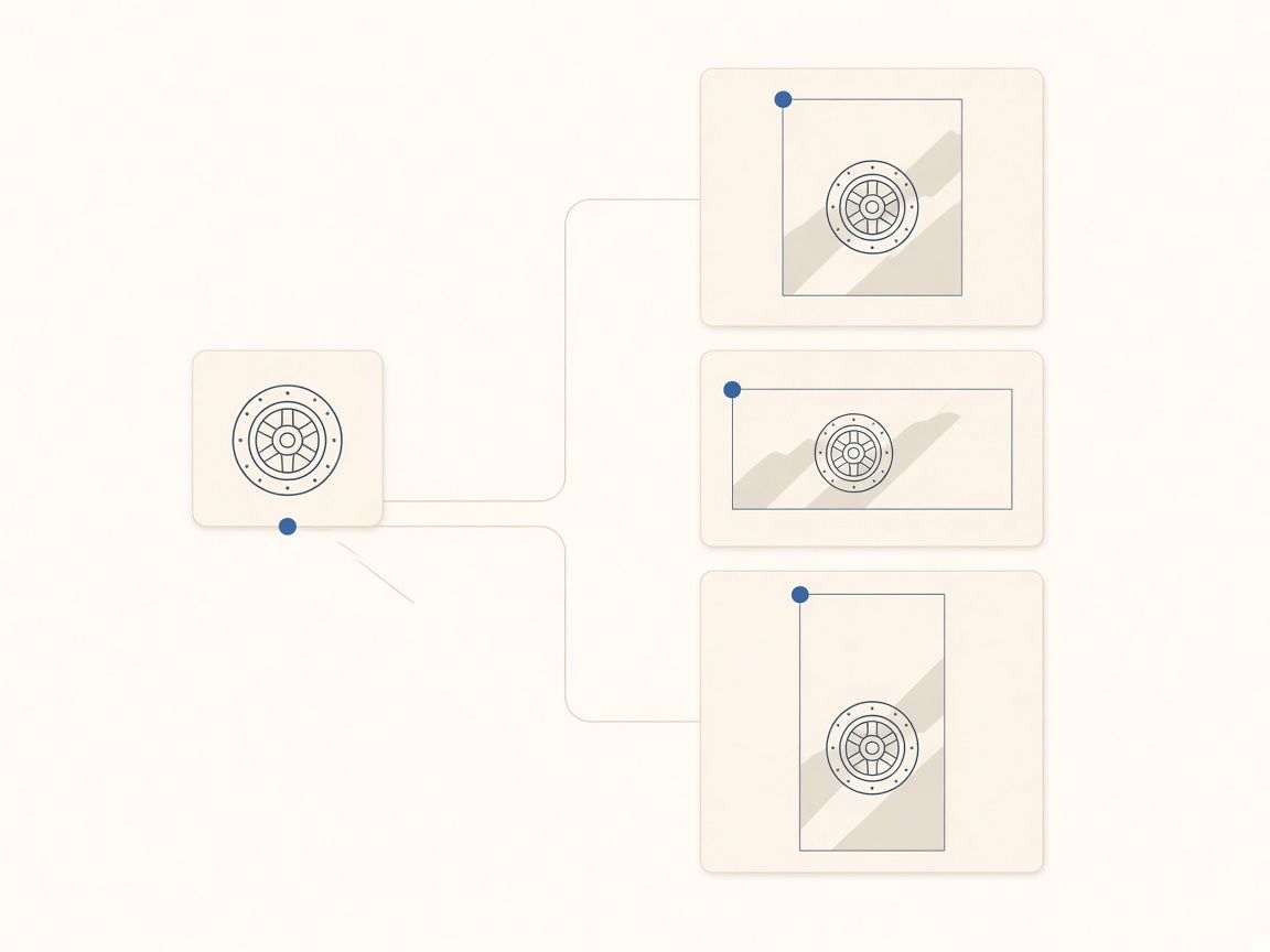 One product capture branching into square, wide, and tall crop frames for different channels.