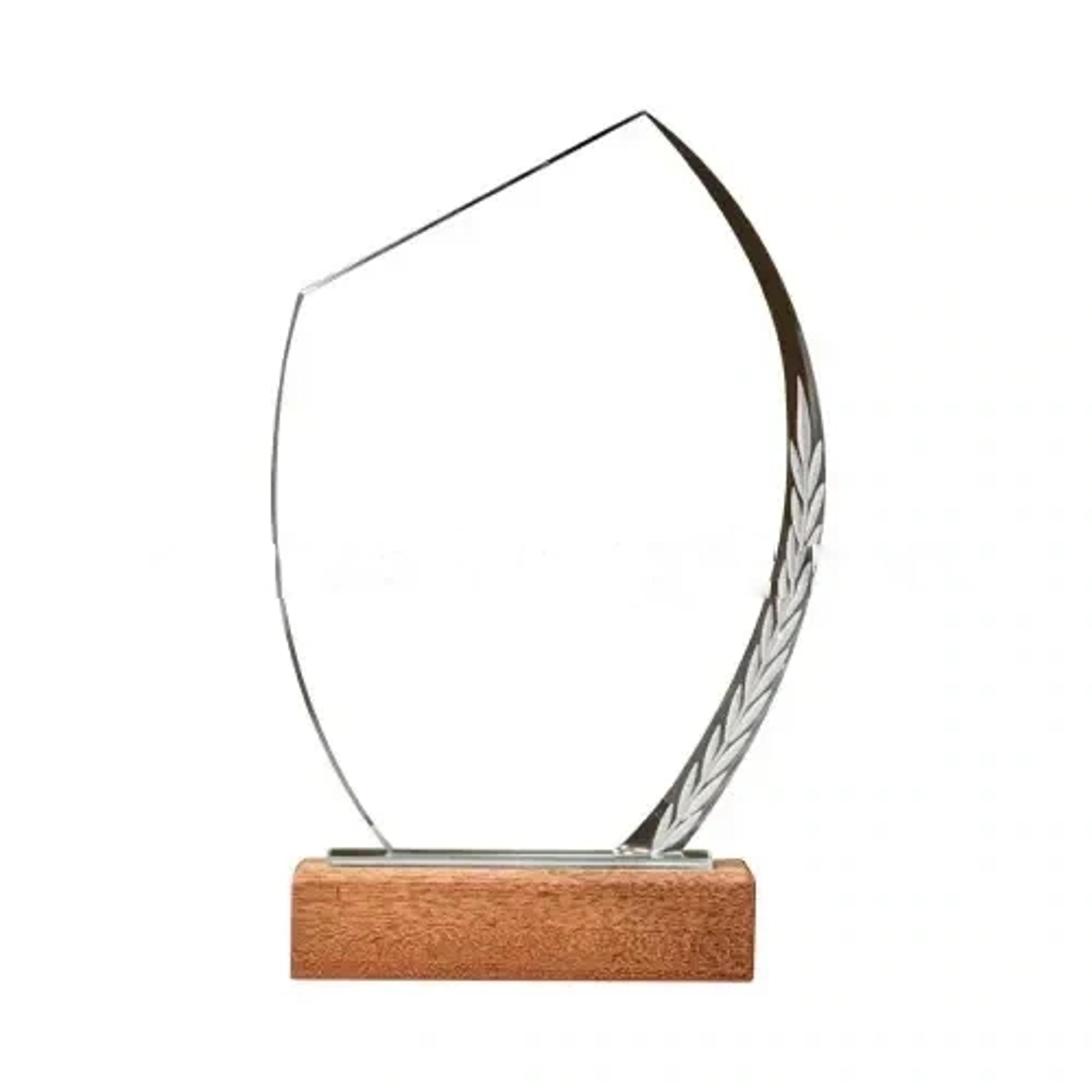Crystal Trophy With Wooden Base