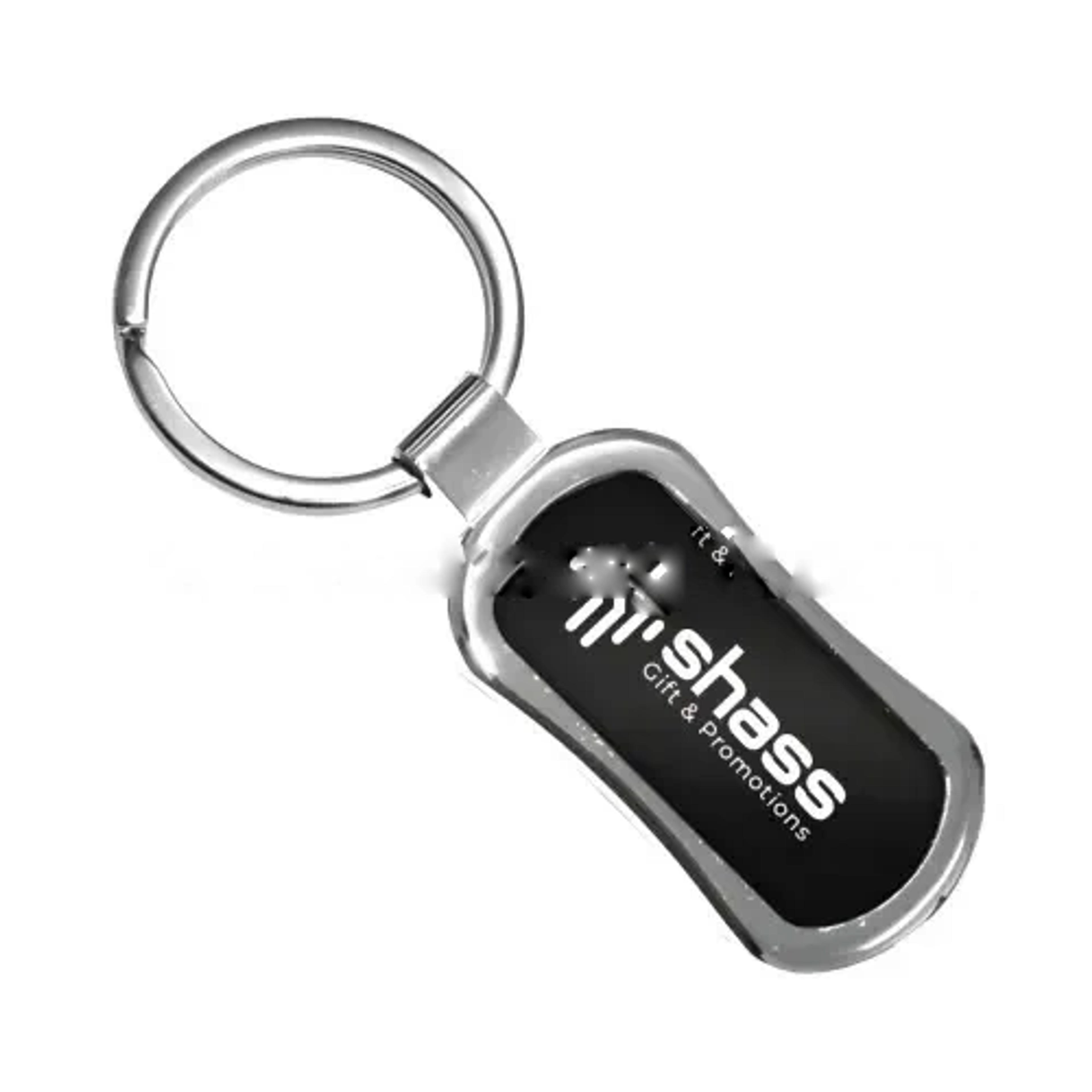 Rectangular Oval Metal Keychain