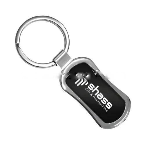Rectangular Oval Metal Keychain