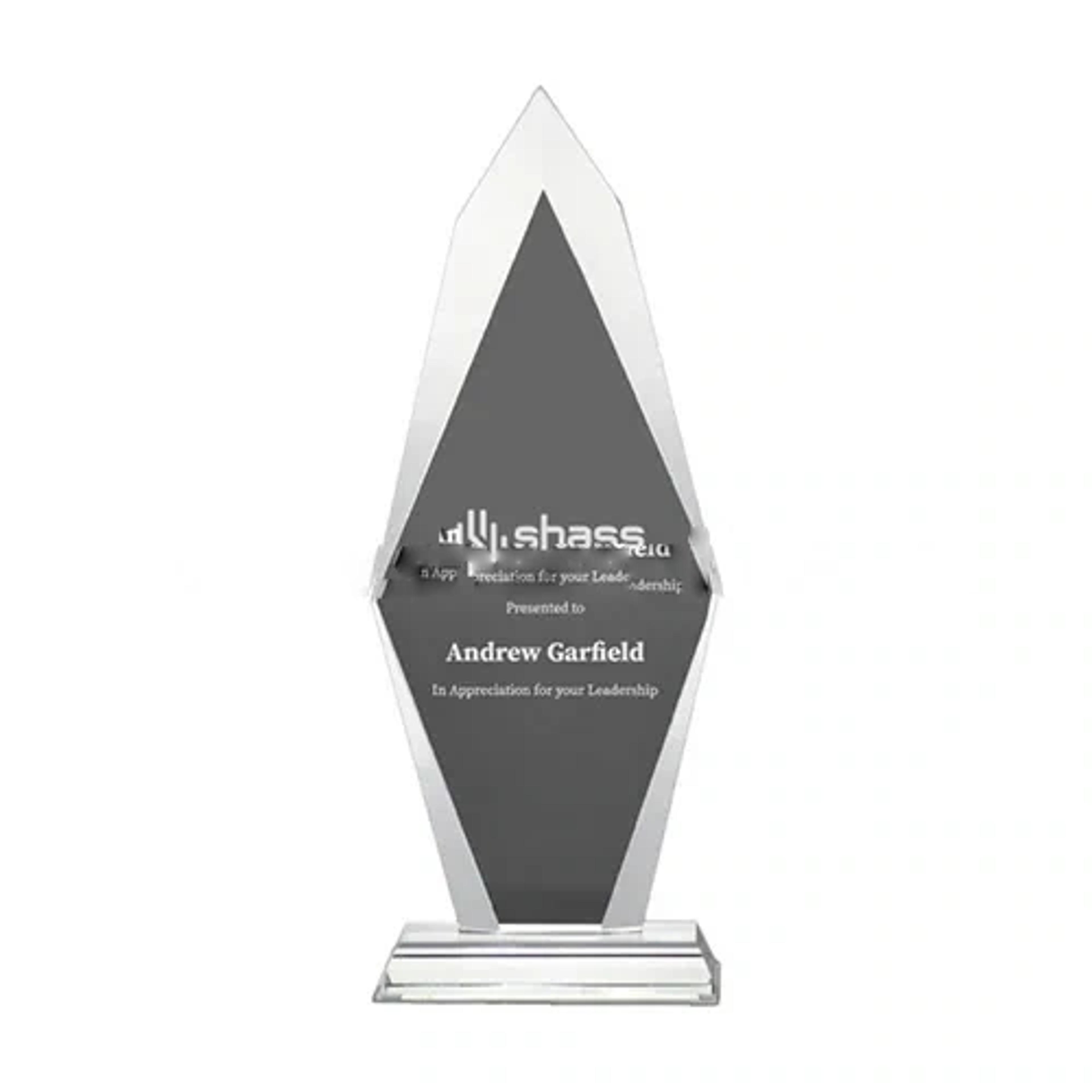 Flame Shaped Crystal Awards With Glass Base