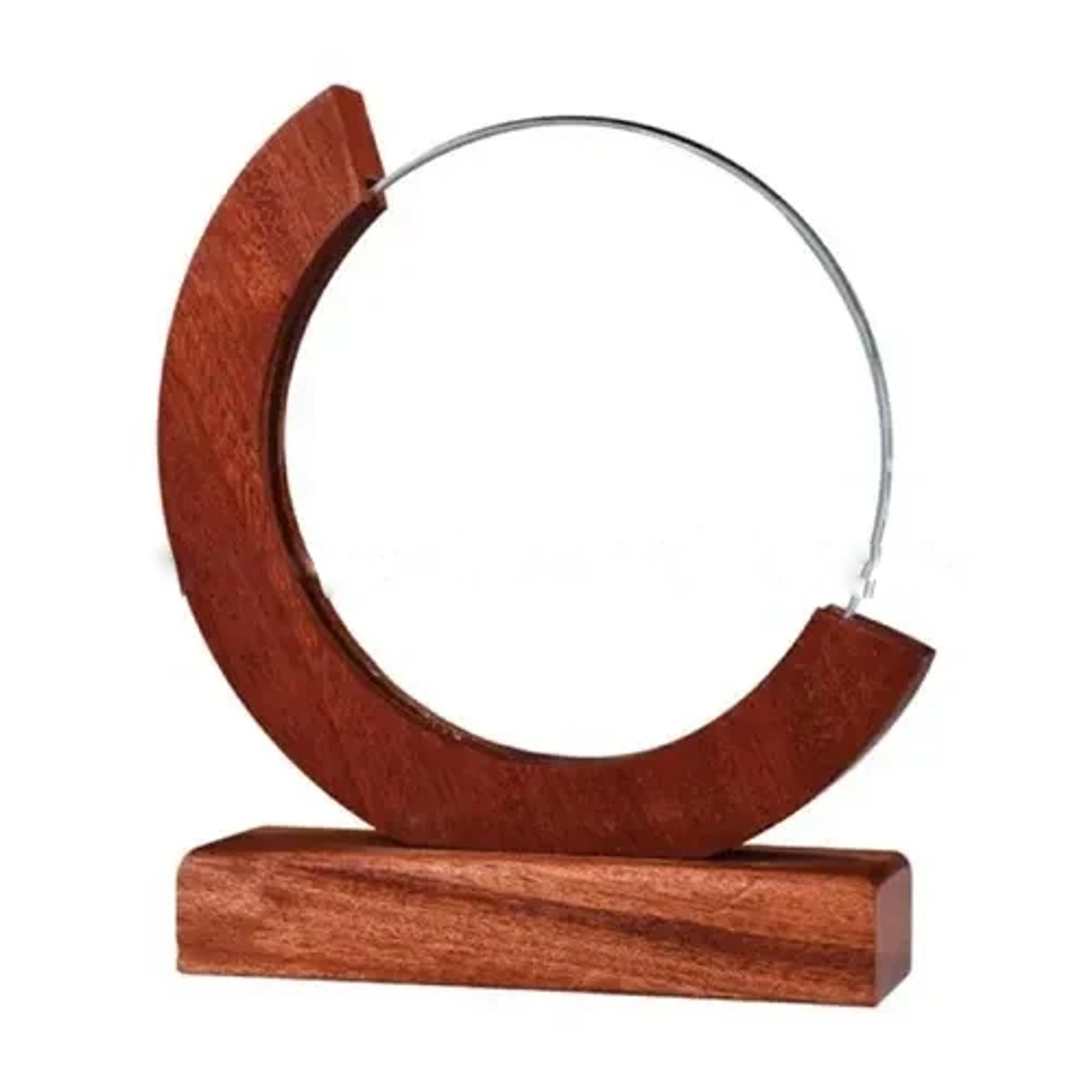 Round Moon Crystal Awards With Wooden Base