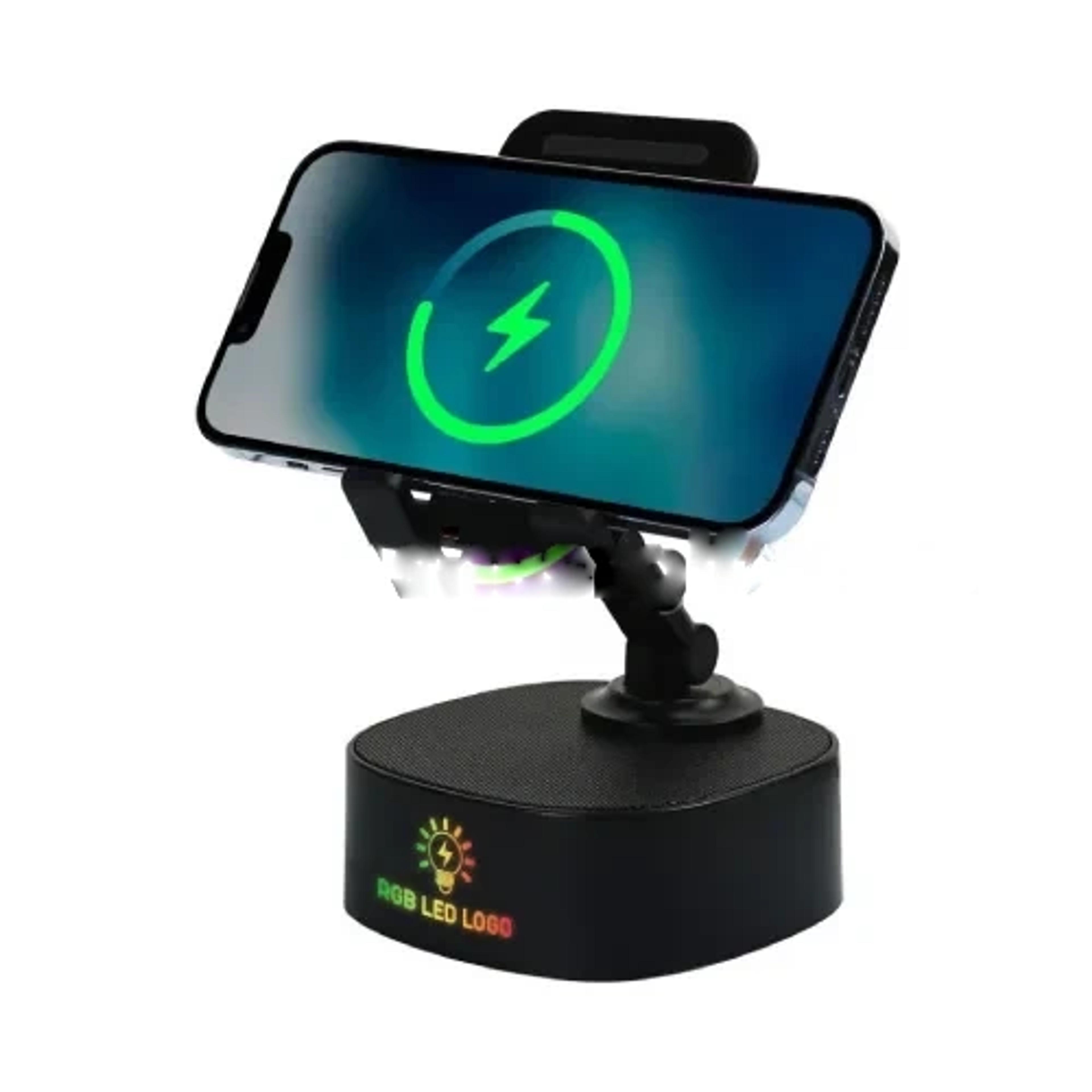 Wireless Charger 15W with BT Speaker &amp; RGB LED Logo