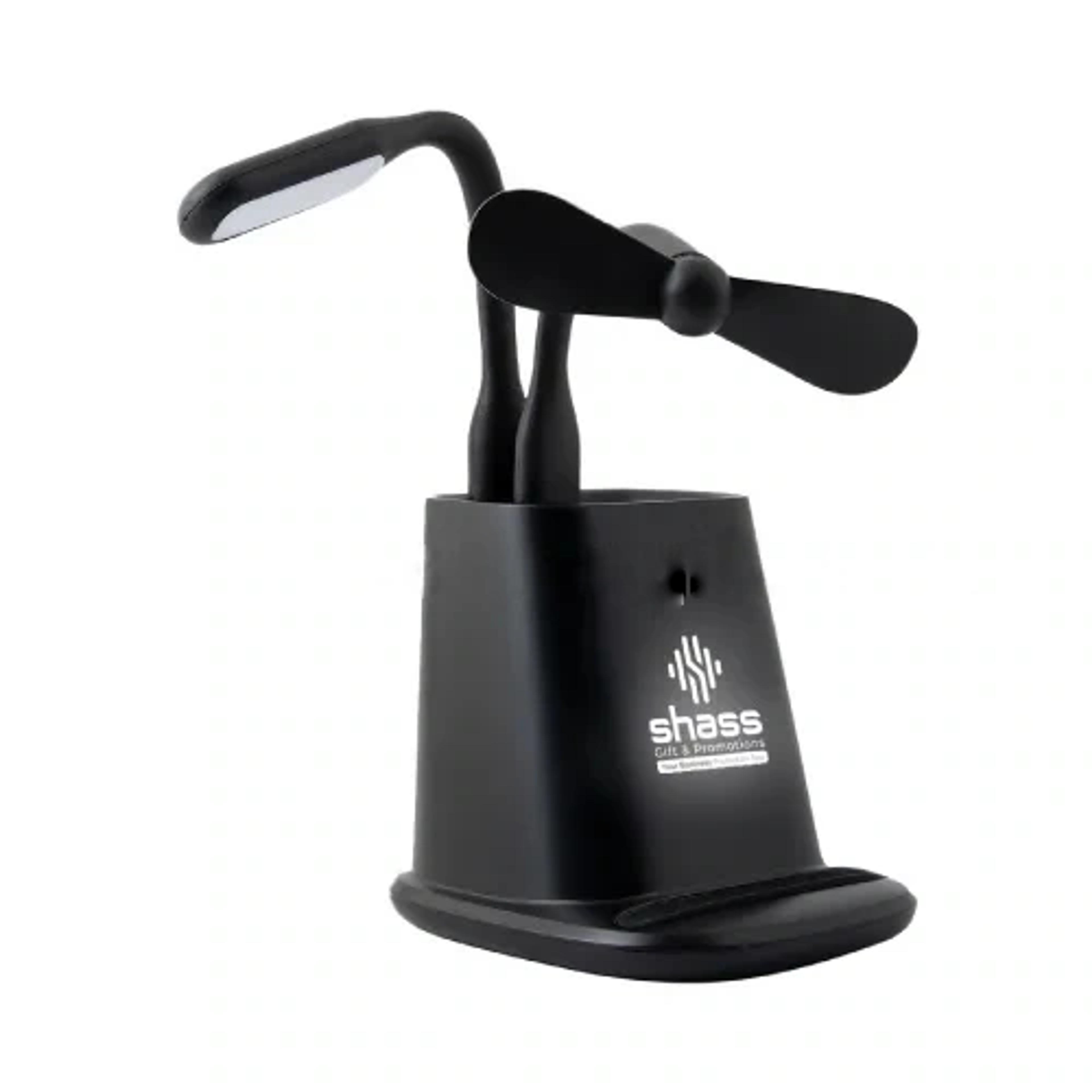 Multifunction Pen Holder With Light Up Logo &amp; Wireless Charger &amp; USB Port
