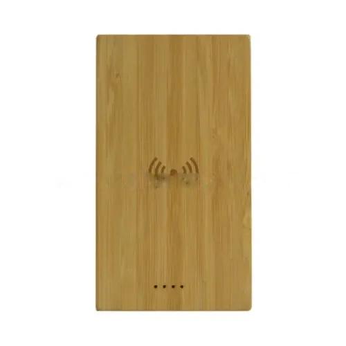 Light Up Logo Bamboo Wireless Power Bank