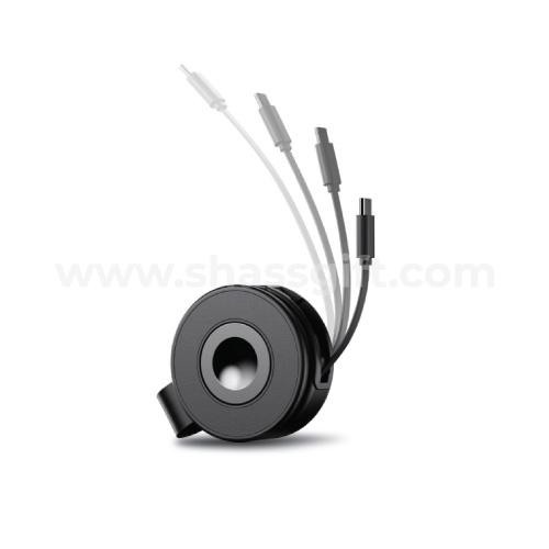 2n1 Compact 15W Wireless Charger with Retractable Cable