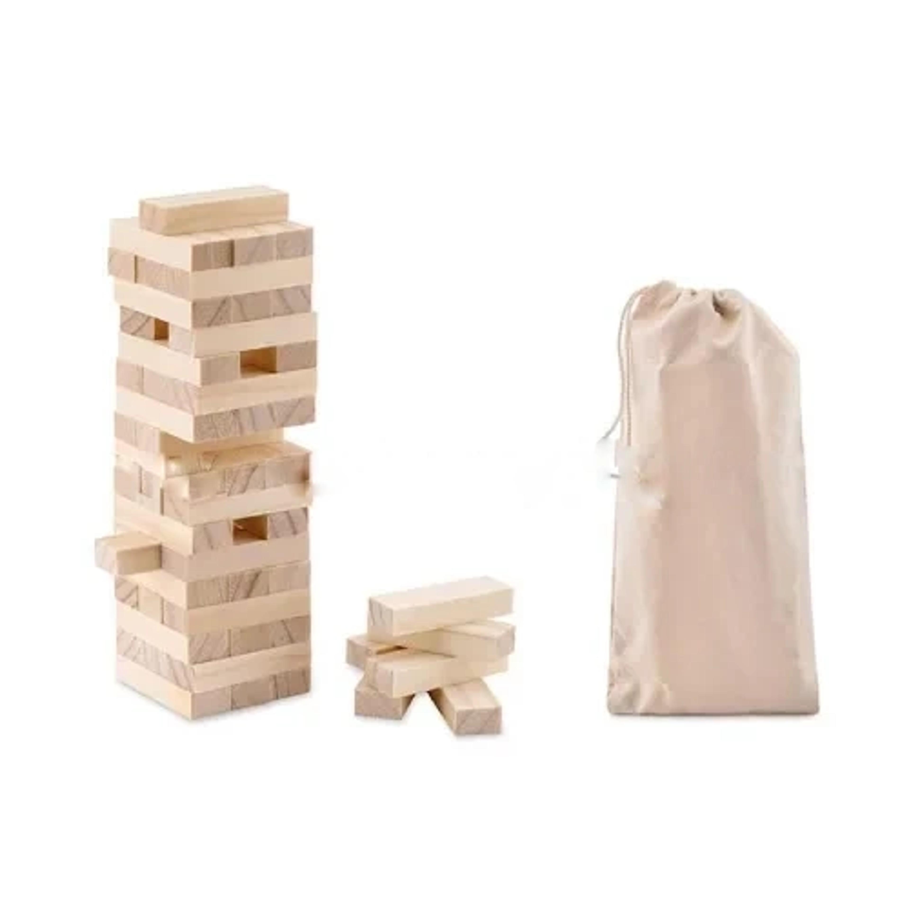 Wooden Tower Game in Cotton Pouch