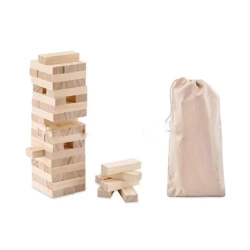 Wooden Tower Game in Cotton Pouch