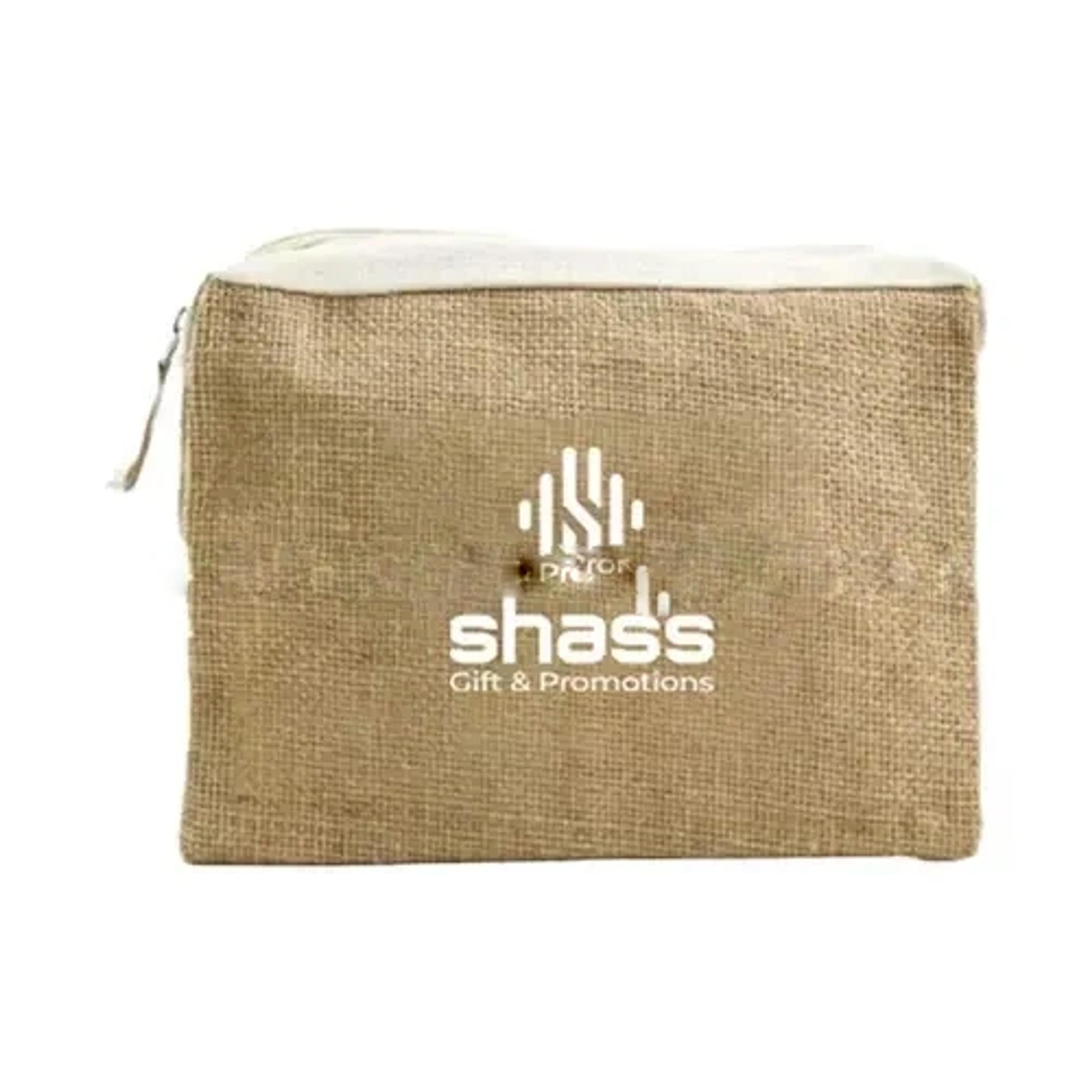 Jute With Cotton Zipper Pouches