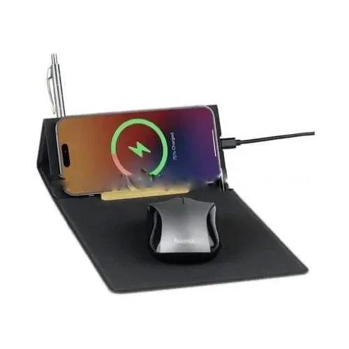 Recycled Pu 15w Wireless Mousepad & Desk Organizer