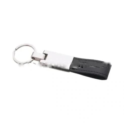 Metal Keychain With Leather Strap