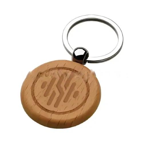 Round Wooden Keychain