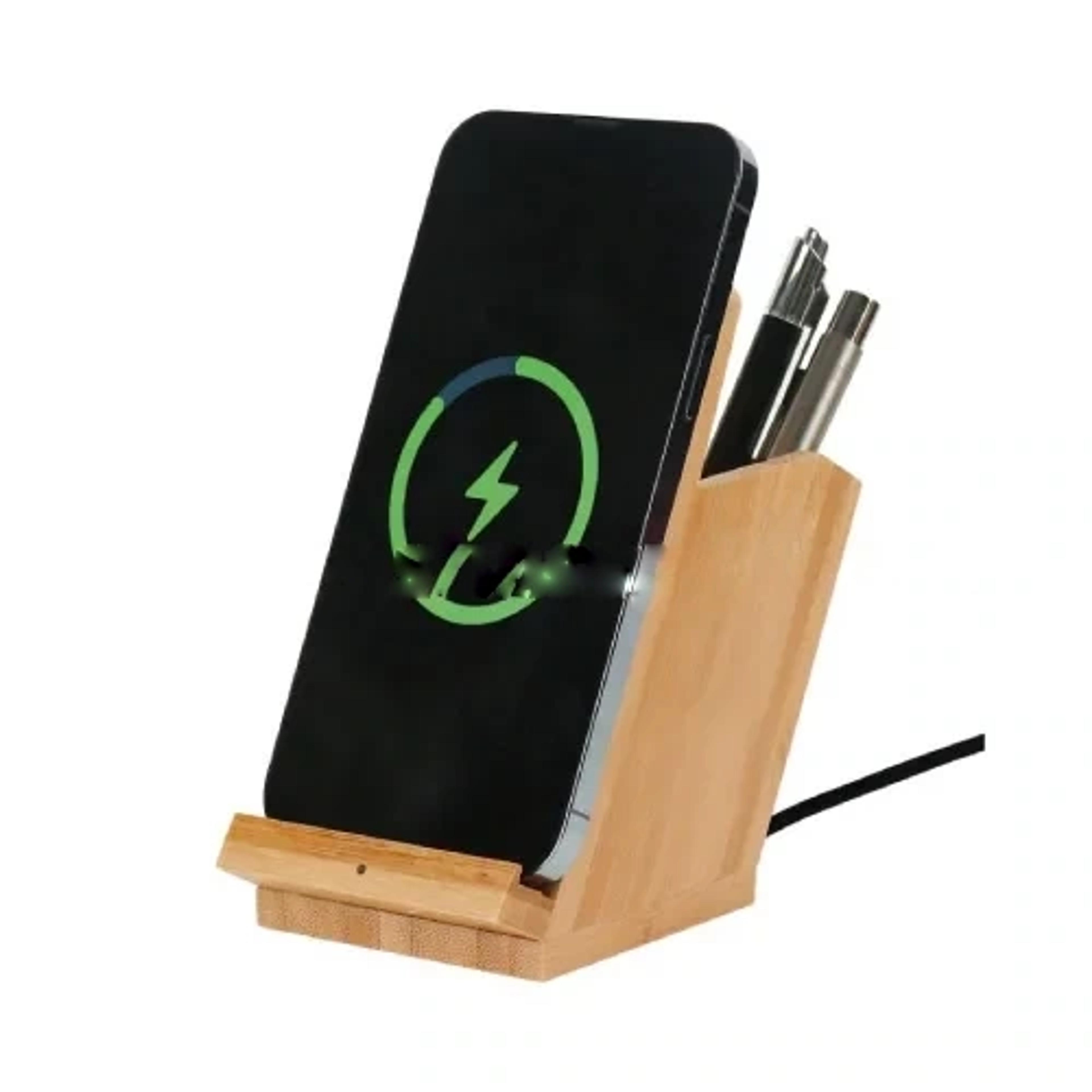 Bamboo 15w Wireless Charger &amp; Pen Pot