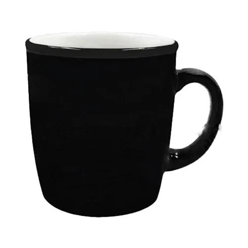 12 Oz Ceramic Glossy Mug With Black Rim