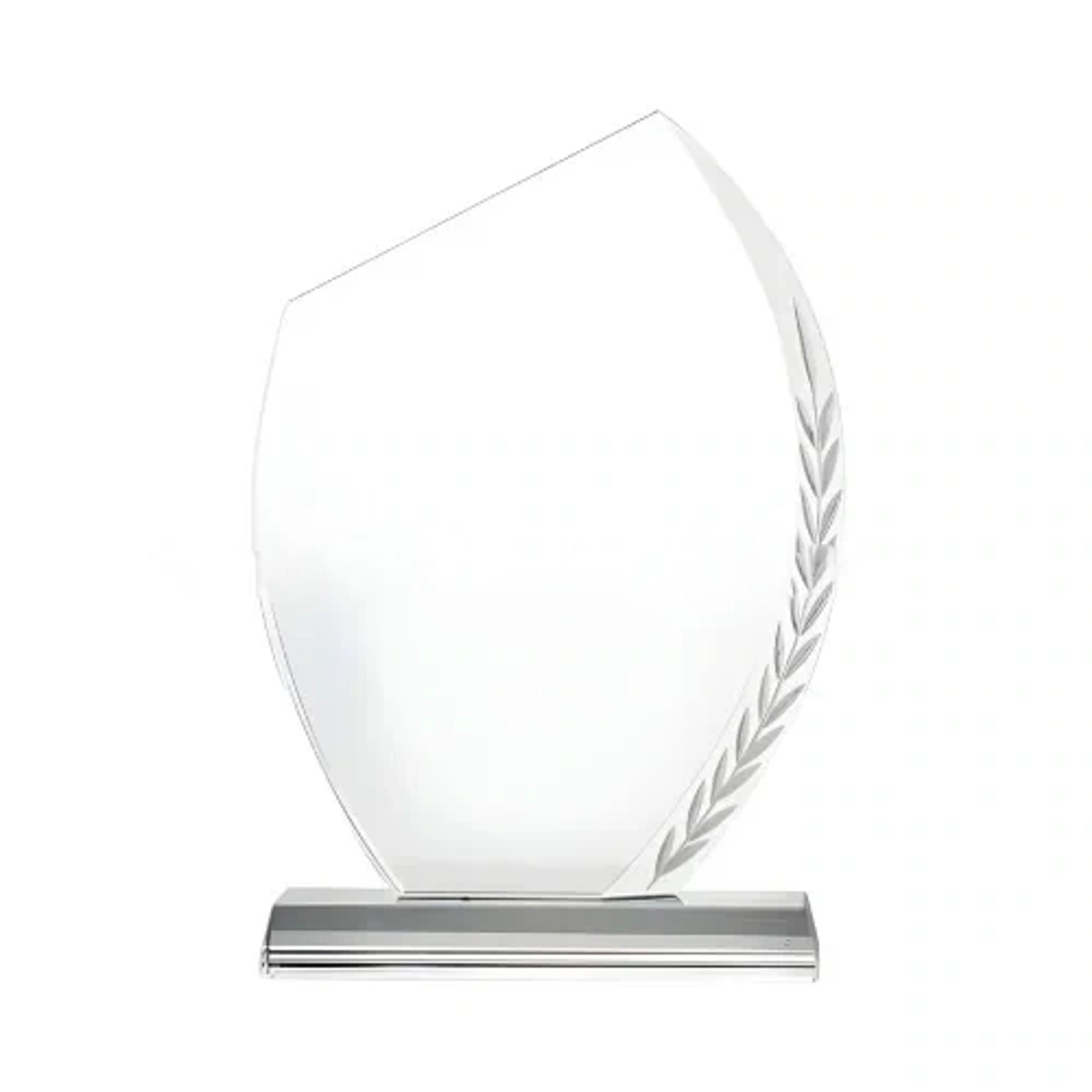 Crystal Award With Engraved Leaf Design