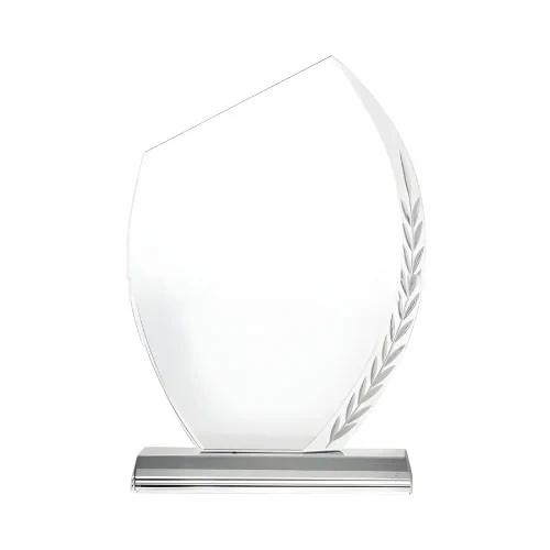 Crystal Award With Engraved Leaf Design