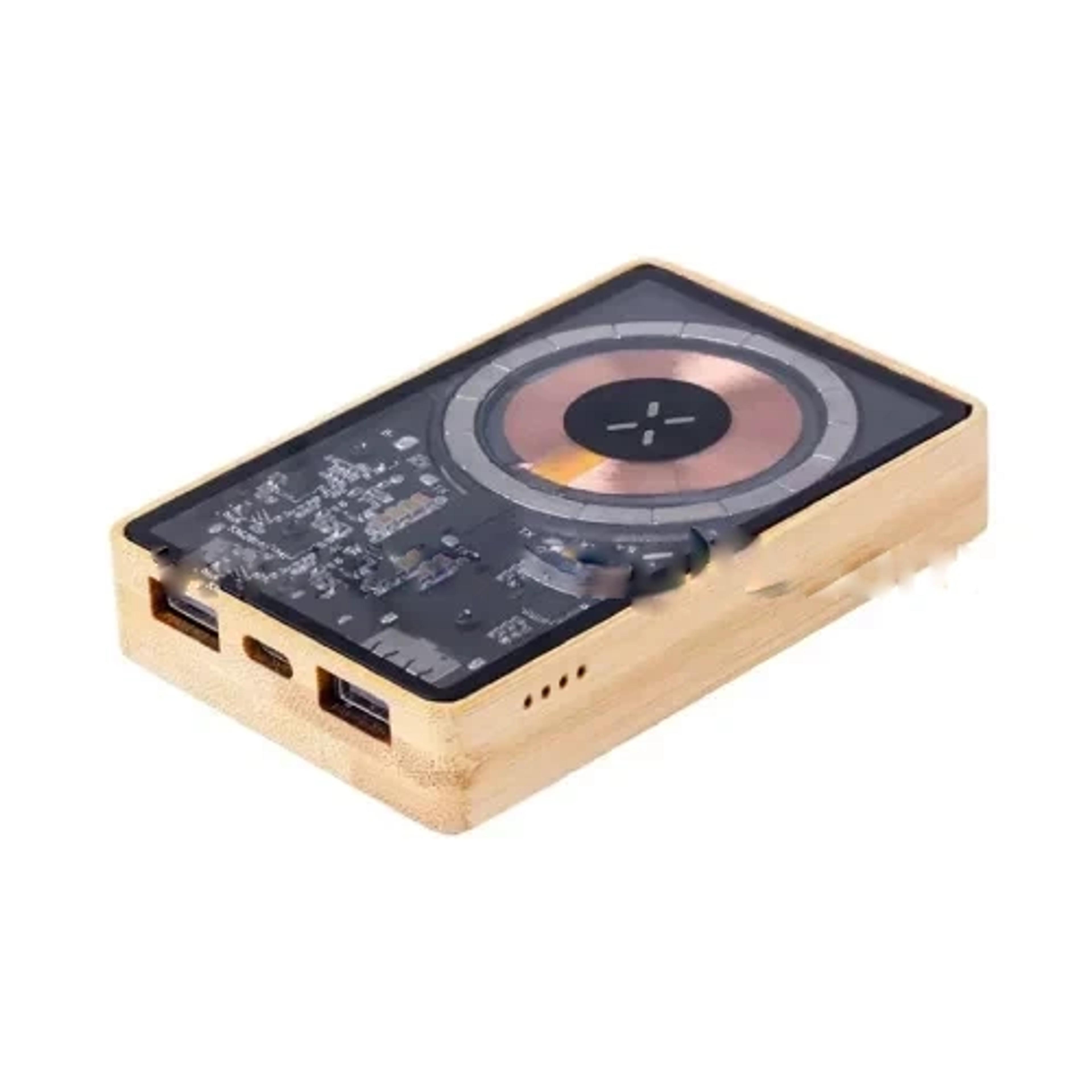 Magnetic Fast Wireless Powerbank 15W in Bamboo Casing