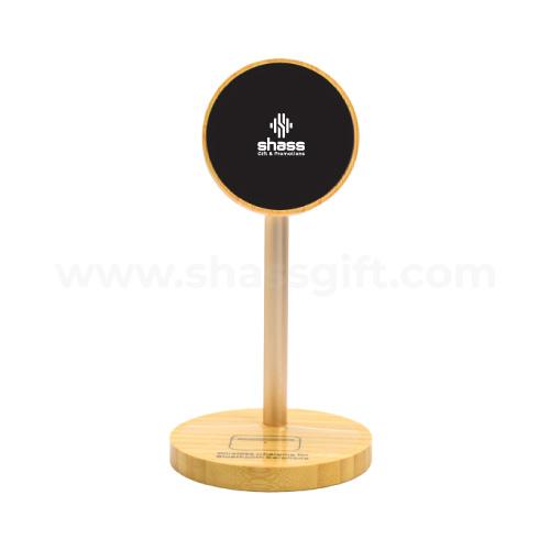 Bamboo Wireless Charger Stand Light Logo