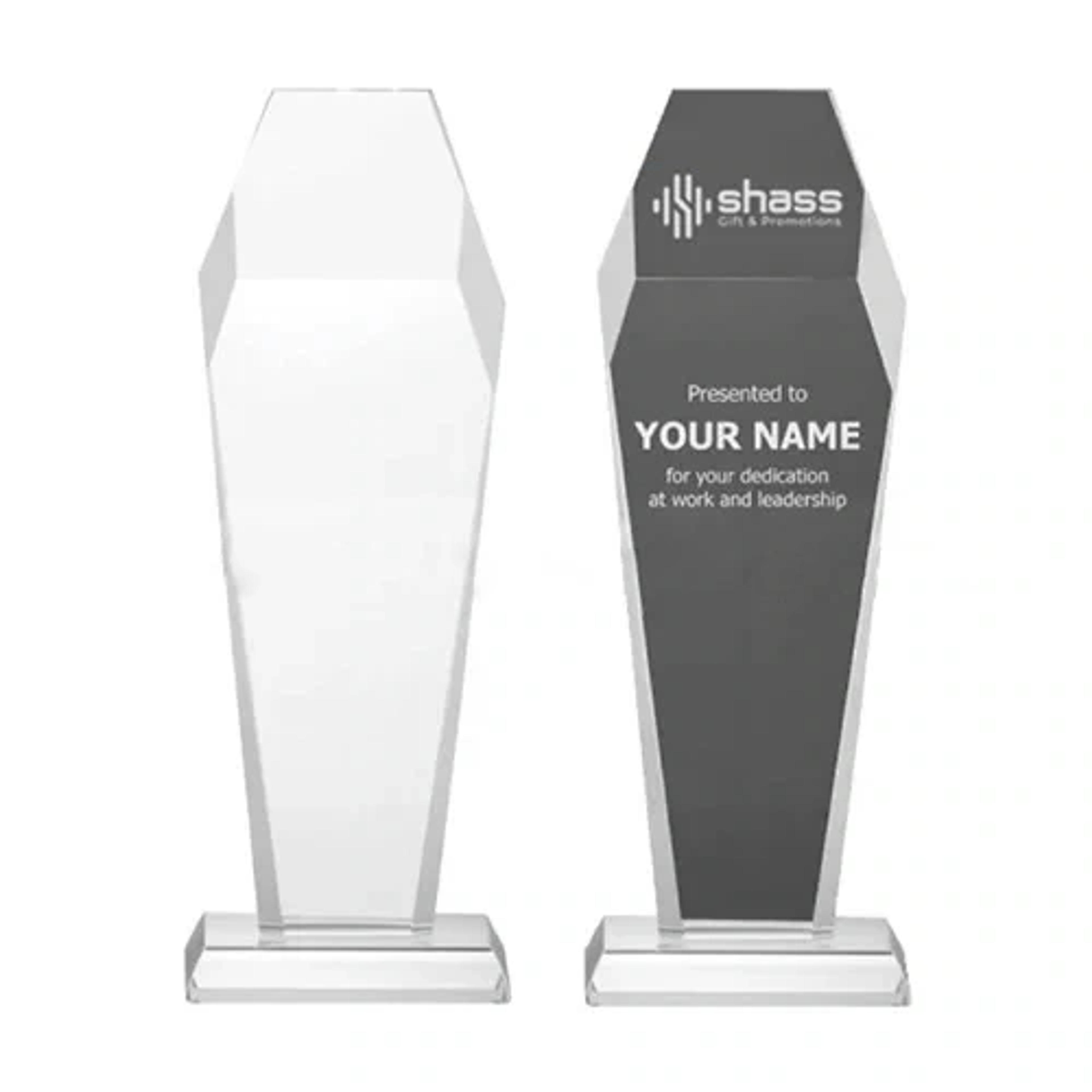 Hexagon Shape Crystal Awards With Glass Base