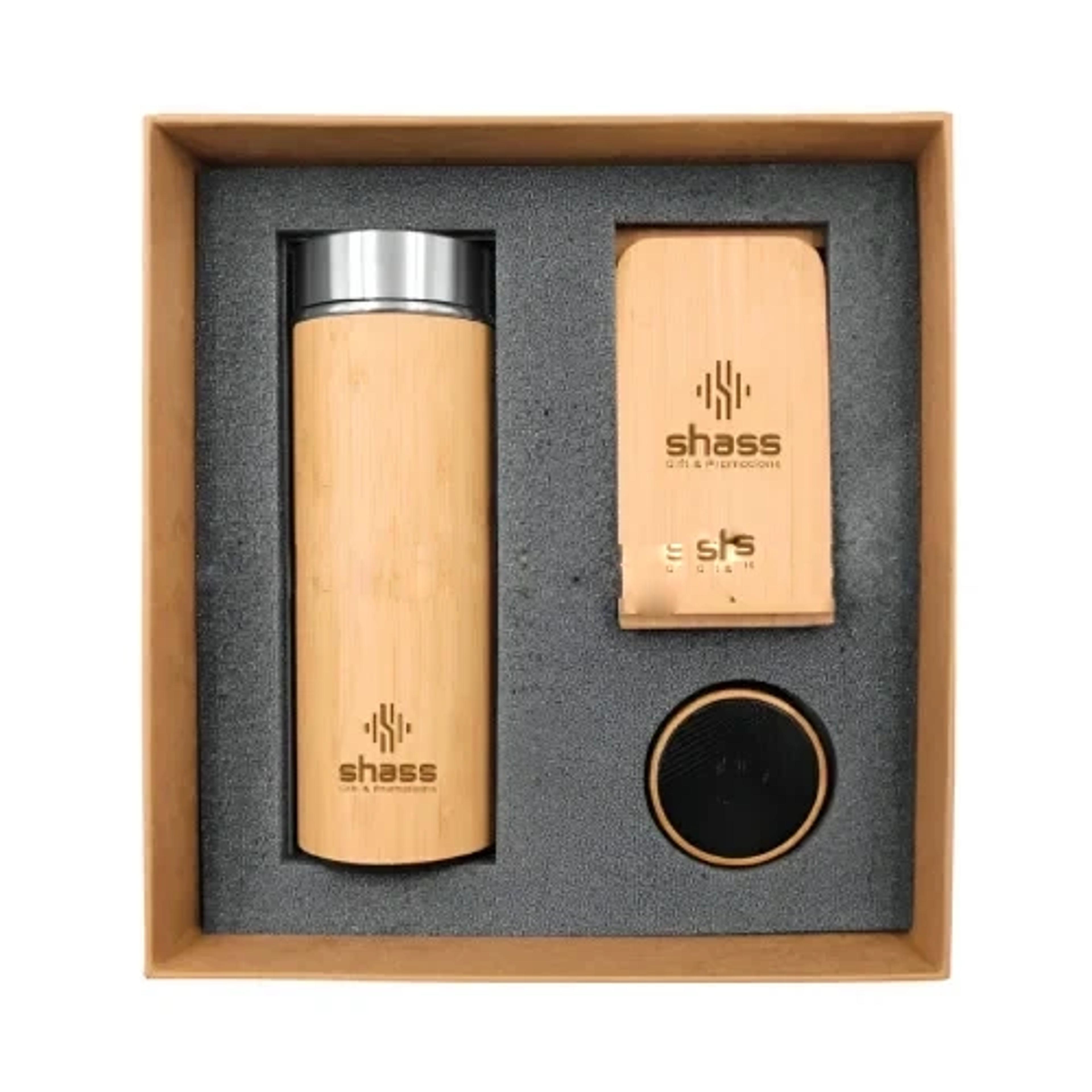 Wireless Charger Stand, Bamboo Flask, Bluetooth Speaker