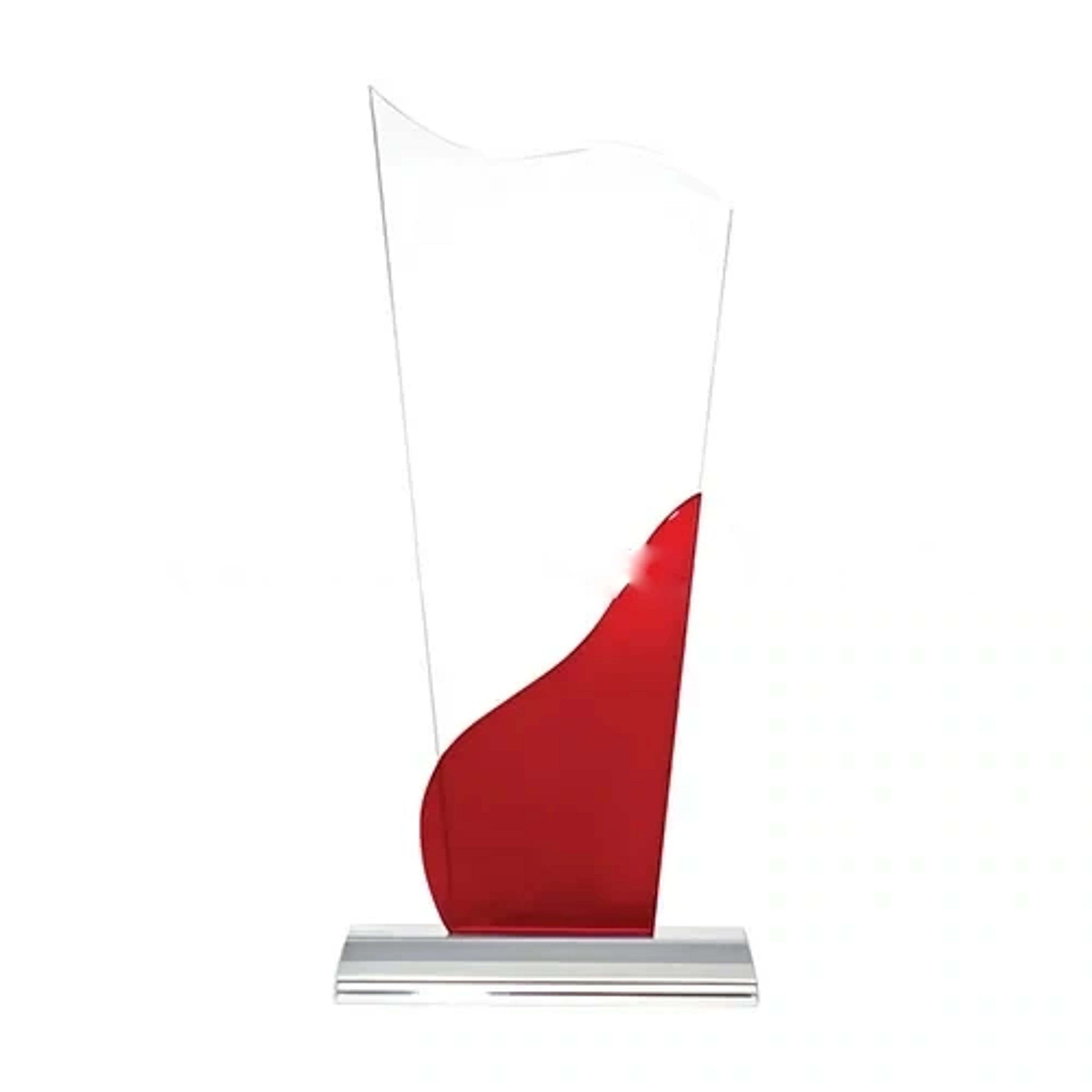 Tower Shaped Crystal Awards With Clear &amp; Red Color Design