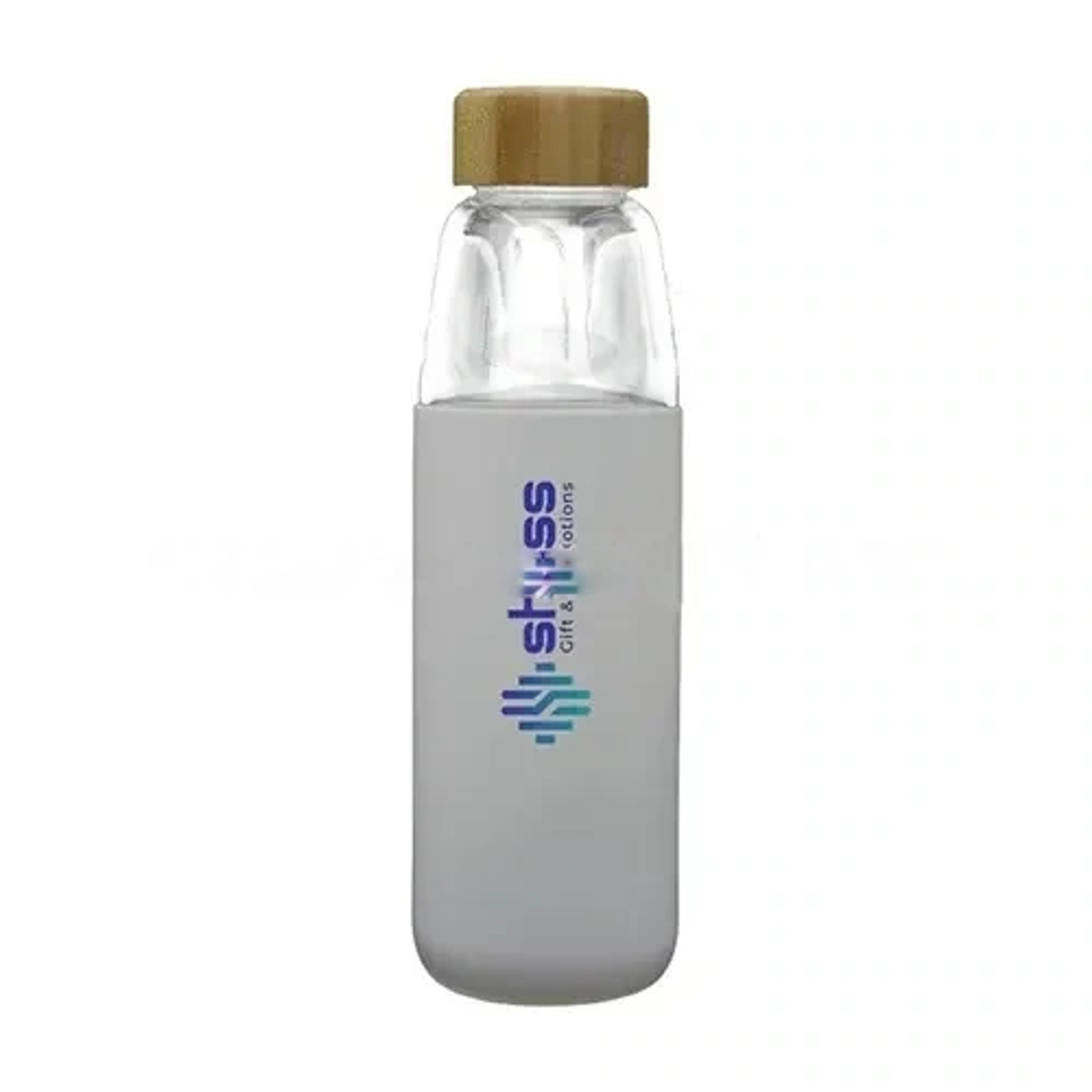 Glass Bottle With Silicone Sleeve And Bamboo Lid
