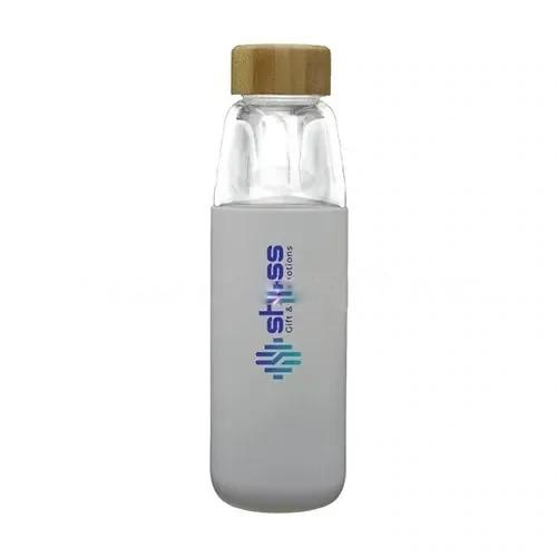 Glass Bottle With Silicone Sleeve And Bamboo Lid