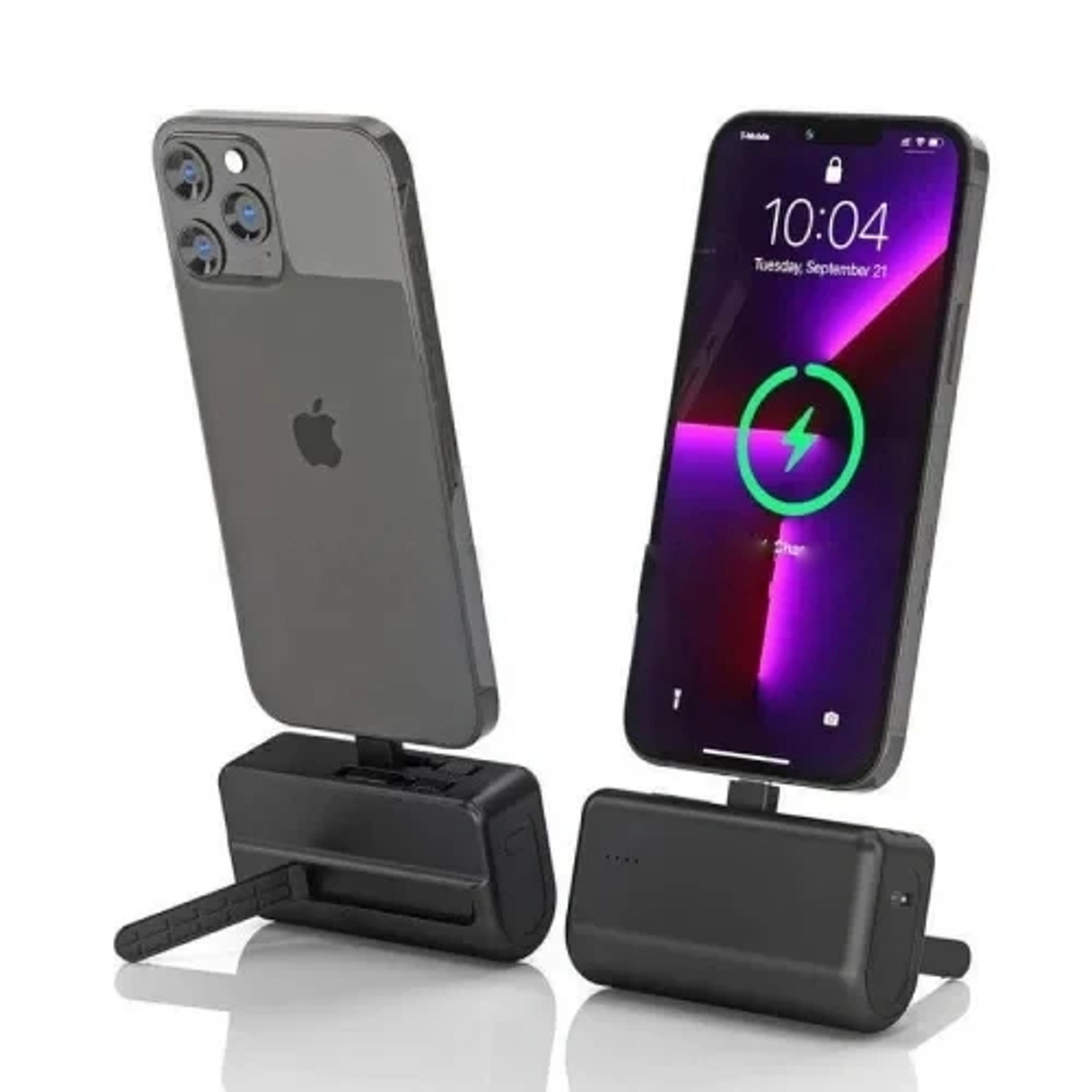 4500 mAh Mini Powerbank With Inbuilt Cable And Phone Stand