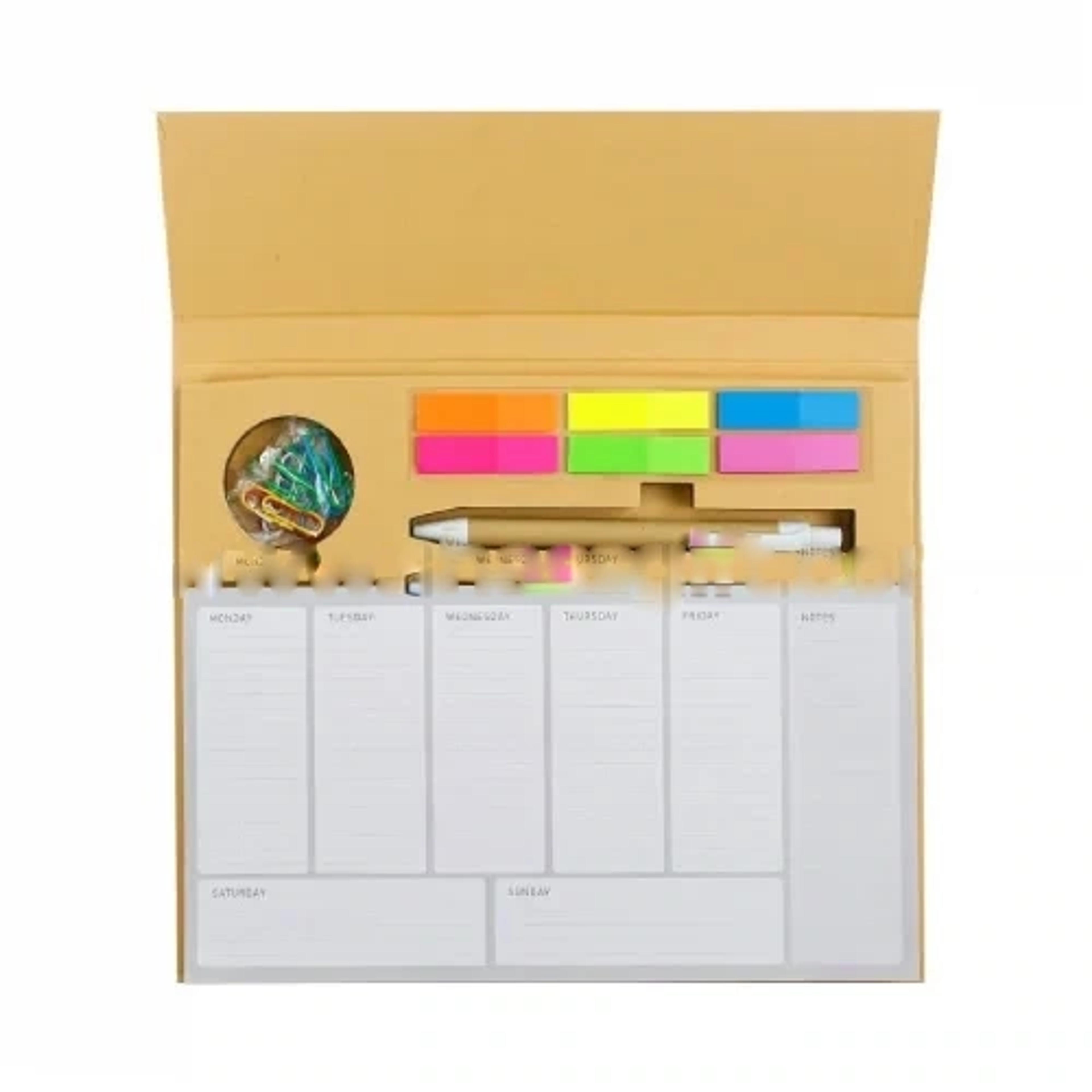 Eco-Friendly Weekly Planner Kit With Pen Clip Sticky Notes